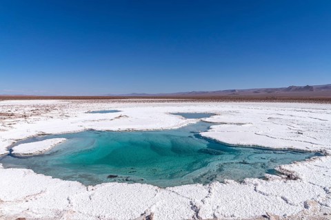 Coloured salt formations at the Lagunas Escondidas de Baltinache, Atacama Desert, Toconao, San