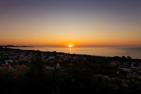 The sun rises on the Costa Rei, a stretch of coastline on the Italian Mediterranean island of
