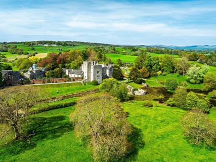 Sizergh Castle from drone, Helsington, Cumbria, England, United Kingdom