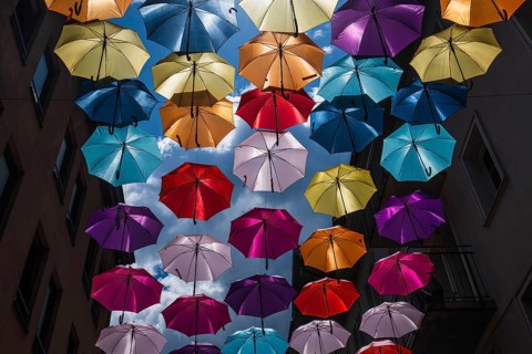 Coloured umbrellas, Interlaken, Bern, Switzerland
