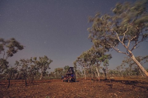 Australia Outback Landrover Camper Starry sky, Australia