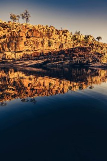Bell Gorge waterfall, a body of water in north-west Australia in the Kimberley. Sunrise in the