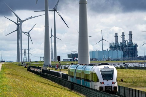 Train connection to the seaport of Eemshaven, in the Ems estuary, the British transport company