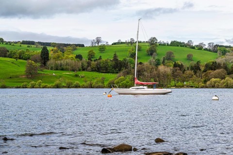 Boats on Ullswater Lake, Pooley Bridge, Lake District National Park, Cumbria, England, United