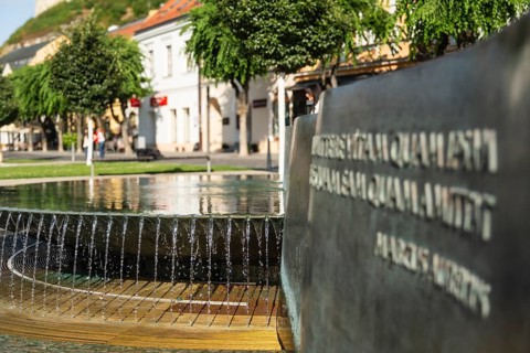 Mark Aurel fountain and fountain on Peace Square, Capital of Culture 2026, Trencín, Slovakia
