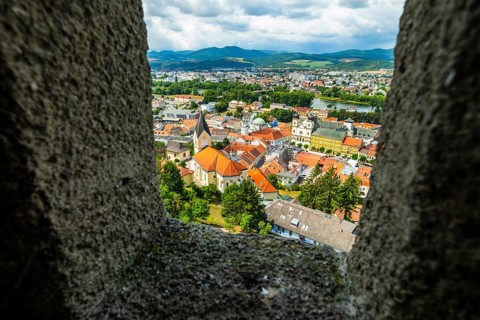 View from the castle of the town of Trencín, the parish church of the Nativity of the Virgin Mary