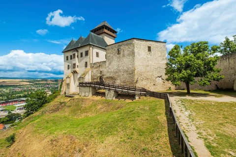 View of the Zápolya Palace and St Matthew's Tower of Trencín Castle, Capital of Culture 2026,