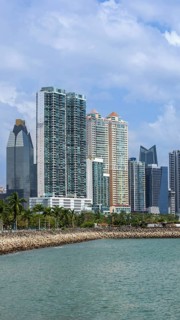 Panoramic view of skyline of Panama City downtown and financial center