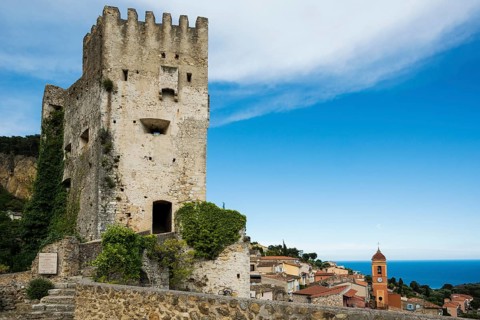 Picturesque mountain village overlooking the sea, Roquebrune, Roquebrune-Cap-Martin, near Monaco,