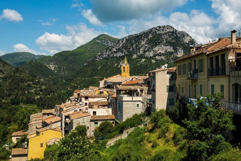 Picturesque mountain village overlooking the sea, Sainte-Agnès, near Menton, Cote d'Azur,