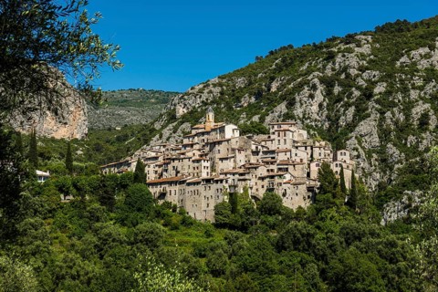 Picturesque medieval mountain village, Peillon, near Monaco, Cote d'Azur, Alpes-Maritimes,