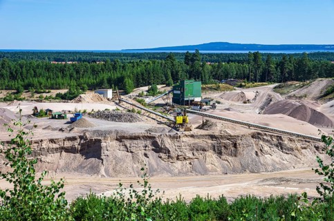 View of the sand pit of the company Radasand AB in Rada, Lidköping, Västergötland, Västra Götalands