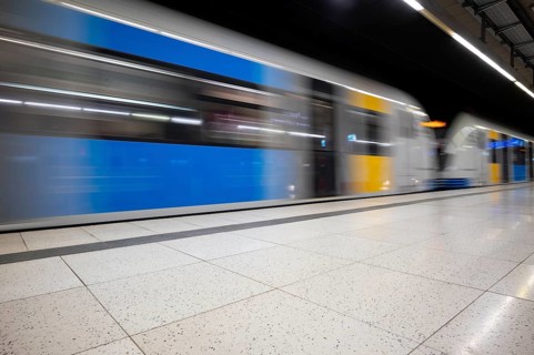 Underground incoming S-Bahn, train, Class 420 Generation 2025, platform, stop, Feuersee station,