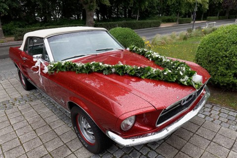 1965 Ford Mustang Cabriolet, decorated as a wedding car, Kühlungsborn, Baltic Sea,