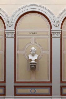 Homer, ancient Greek poet, bust in the stairwell, main building of the University of Rostock,