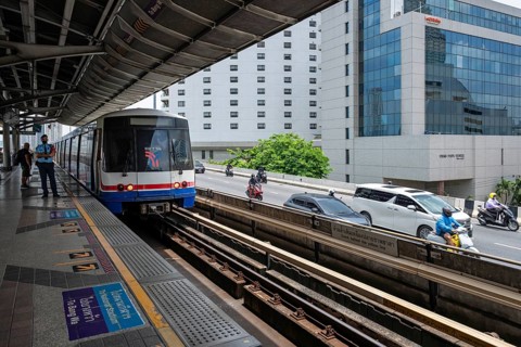 BTS Skytrain stop, Bangkok, Thailand