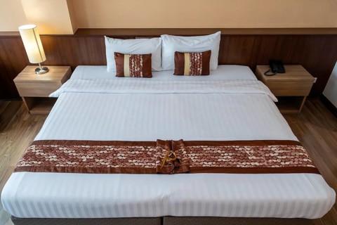 Hotel room double bed
