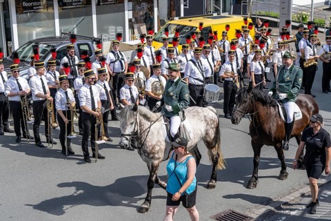 Rifle festival in Bad Fredeburg, in the Sauerland region, parade of the rifle companies in the