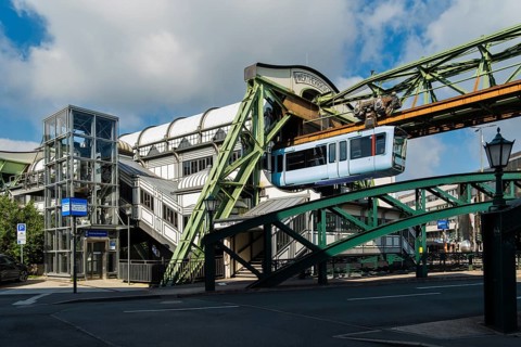 The Werther Bridge stop on the suspension railway in Wuppertal, Germany