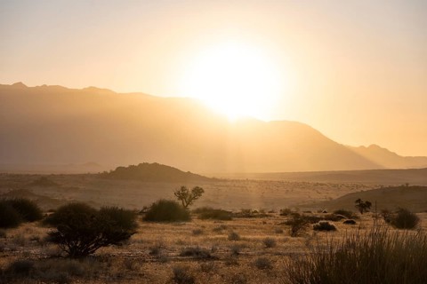 Desert landscape in the evening light at sunset, Brandberg, Erongo, Damaraland, Namibia
