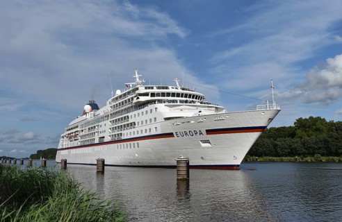 MS EUROPA, cruise ship EUROPA sailing in the Kiel Canal, NOK, Kiel Canal, Kielkanal,