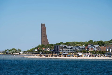 Naval memorial, beach, Laboe, Baltic seaside resort, fjord, Baltic Sea, North Frisia,
