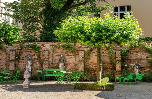 Decorative courtyard area in the Palais am Stadhaus, Potsdam, Brandenburg, Germany