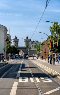 Road traffic, Tram at Nauener Tor, Potsdam, Brandenburg, Germany