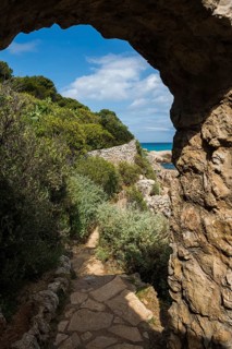 Picturesque wild hiking trail on the coast, Sentier du Littoral, Cap d'Antibes, Antibes, Provence
