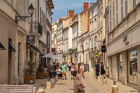 In the old town centre of La Rochelle, France