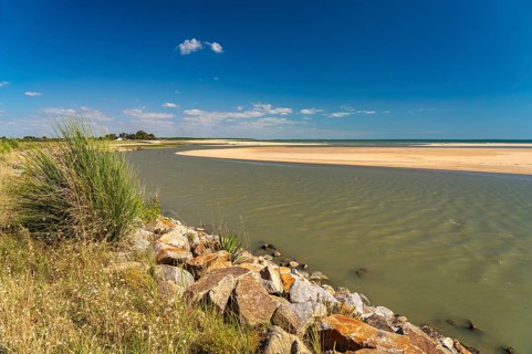 Beach and lagoon at the Belle Henriette L'Aiguillon-la-Presqu'ile National Nature Reserve, France