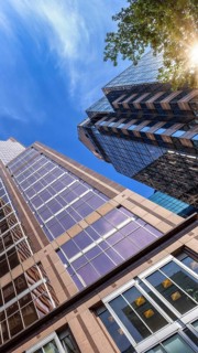 Canada, Montreal panoramic skyline in downtown financial, business and technology city center