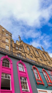 Edinburgh, Scotland. Victoria street near Royal Mile in historic center. Major tourist attraction