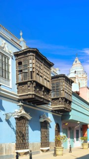 Lima, Peru, colonial streets around Central plaza Mayor or Plaza de Armas in historic city center