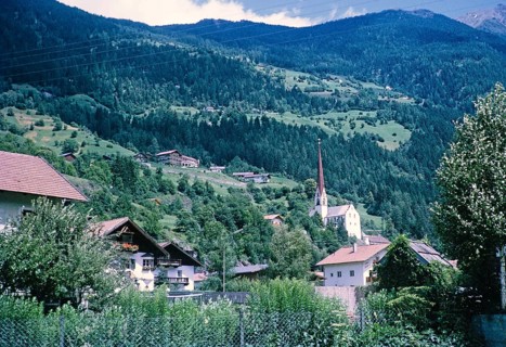 Church and buildings, Oetz, Imst district, Tyrol, Austria, Europe, 1970