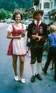 Man and woman wearing traditional clothing, Oetz, Imst district, Tyrol, Austria, Europe, 1970