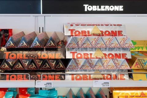 Toblerone chocolate shelf