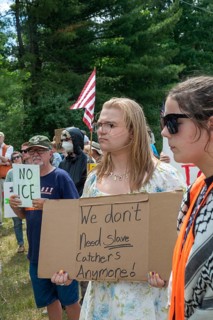 Baldwin, Michigan USA - 4 July 2025 - Activists rally against the North Lake Correctional Facility,