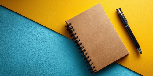 Minimalistic flat lay of office workflow productivity tools that improve efficiency and saving time