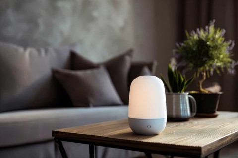 Air purifier and humidifier in a living room. Clean air and healthy environment with clean air. Air