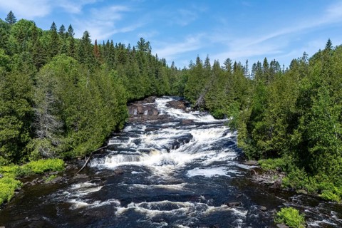 Rapids, White waters flowing through the boreal forest, River du Loup, Mastigouche wildlife