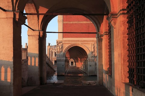 Doge's Palace, south-east corner, the drunken Noah, above Archangel Raphael with little Tobias, in
