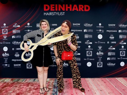 Janine Becker and Julian F. M. Stöckel at the VIP opening of the new Deinhard Salon Am Mühlanger 3,