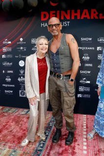 Barbara Schöne and Pierre Sanoussi-Bliss at the VIP opening of the new Deinhard Salon Am Mühlanger