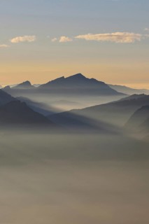Grazing light in the mountains... Alpine panorama, Alpine peaks and mountain ranges in the Bavarian