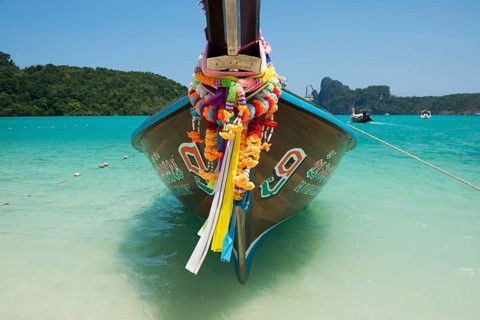 Longtail boat, Loh Dalum Beach, Koh Phi Phi, Krabi, Andaman Sea, Thailand