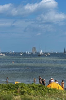 Windjammer parade 2025 on the Kiel Fjord at the end of Kiel Week, tall ships, three-master, sail