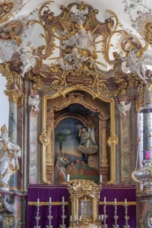 Backdrop altar in the baroque church of St Peter and Paul, Thalstr .31, Peterstahl, Oy Mittelberg,