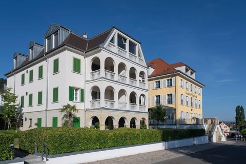 Historic buildings with spa architecture on Lake Constance with the Seehotel Villa Lime tree,