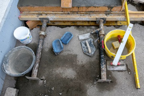 Concreting steps on site